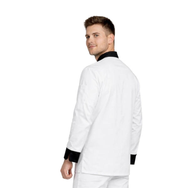 Bluza kucharska biała długi rękaw wstawki czarne roz.3XL